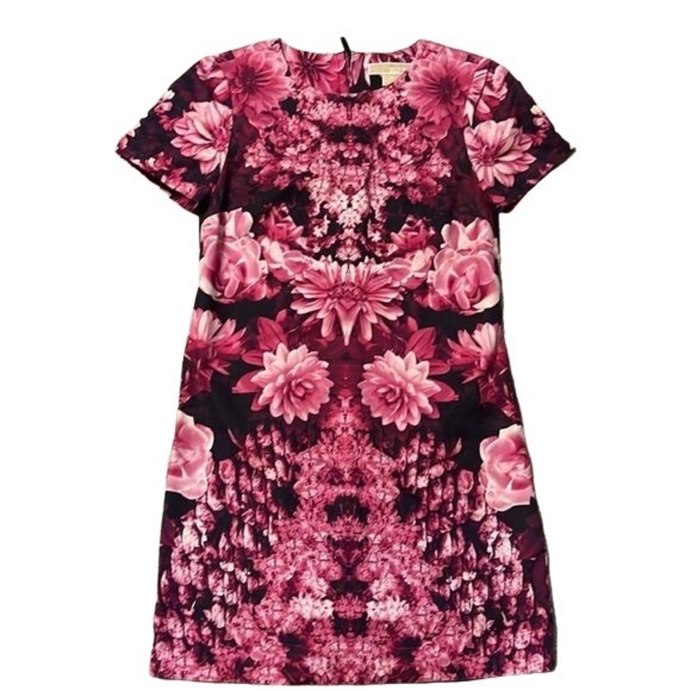 Floral Michael Kors pink and Black Shift Dress Size 6P Work or Office - Picture 1 of 5